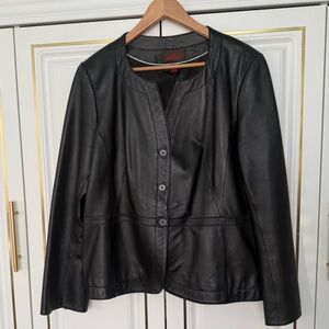 Danier Peplum Black Leather Jacket